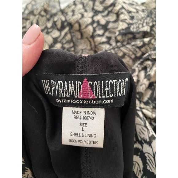 The Pyramid Collection Women's Feather Chiffon Dress, Beige & Black, Large - Picture 8 of 9